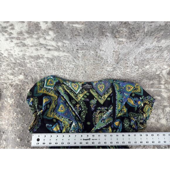 Angie Sz S Boho Paisley Artsy V Neck Whimsigoth Tunic Top Short Sleeve Colorful - Picture 4 of 7